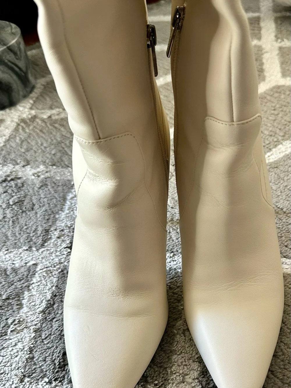 Vince Camuto Cream Over-the-Knee Pointed-Toe Stiletto Boots with Side Zip
